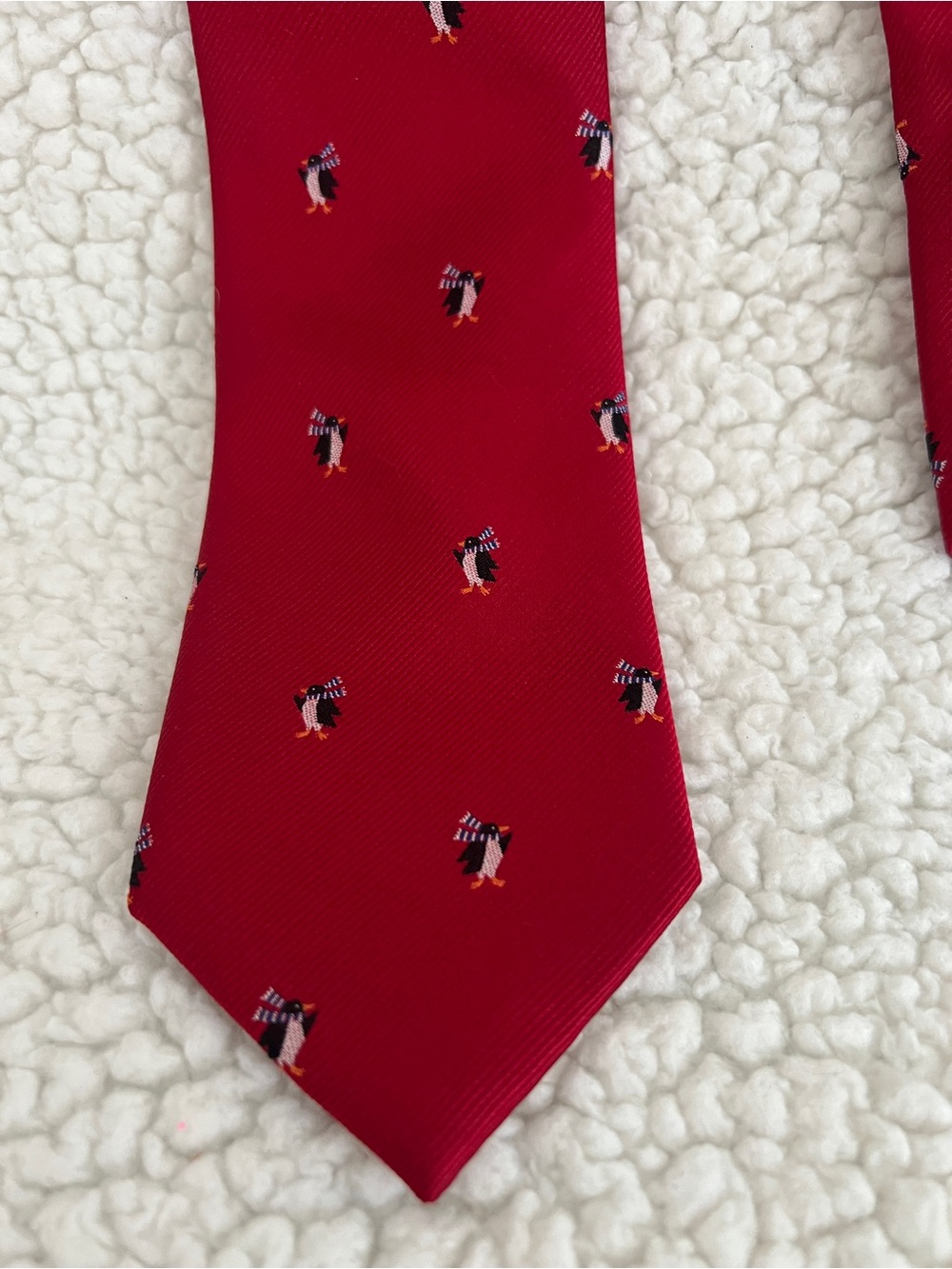 Tommy Hilfiger Red Penguin Club 100% Silk Men's Classic Neck Tie